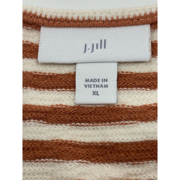 J. Jill Women's Pullover 3/4 Sleeve Square Neck Brown/Cream Striped Top XL - Picture 3 of 8